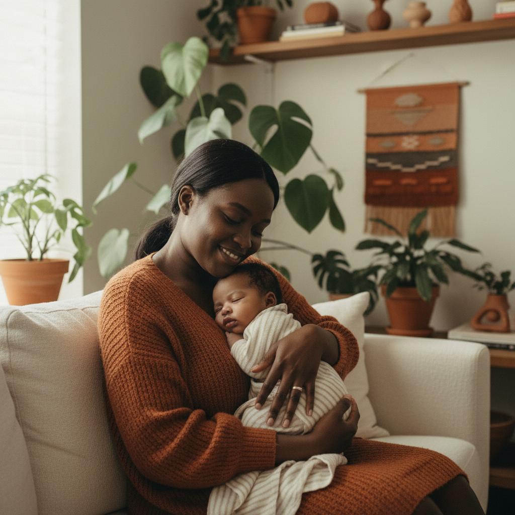 Ashanti with her baby