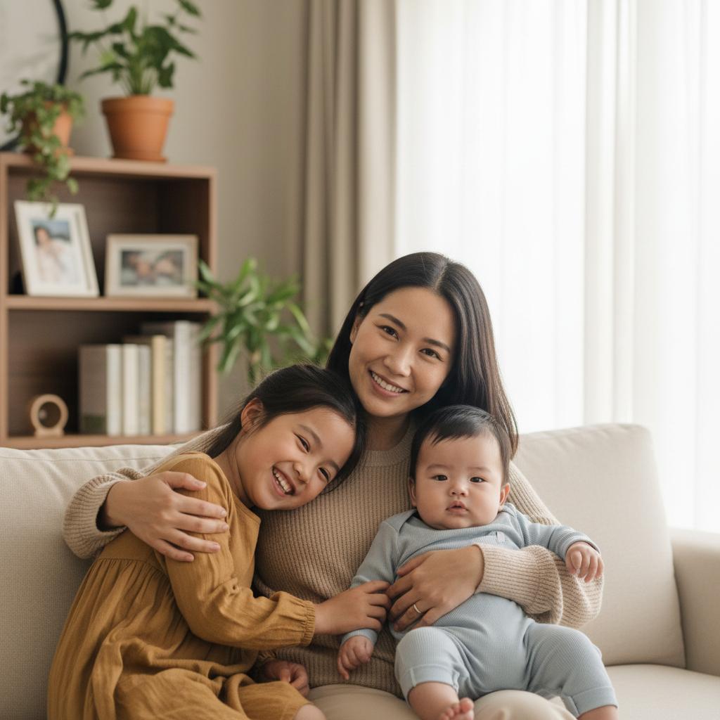Rena with her children