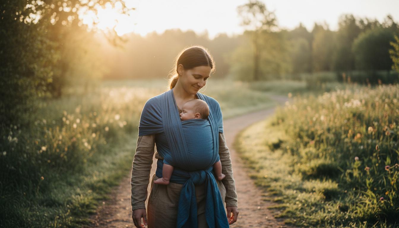 Parent wearing baby in Cub Wrap carrier